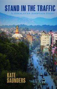 Stand in the traffic: A Himalayan Adoption Story. Front cover showing Kathmandu street from high above