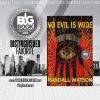 Black and red book cover with a hand containing an eye in the palm. The title is No Evil is Wide by Randall Watson. The cover is on a gray background of the NYC skyline with Big Book Award 2022 Distinquished Favorite