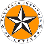 Texas Institute of Letters medallion--a black and white star on an orange background surrounded by the words The Texas Institute of Letters
