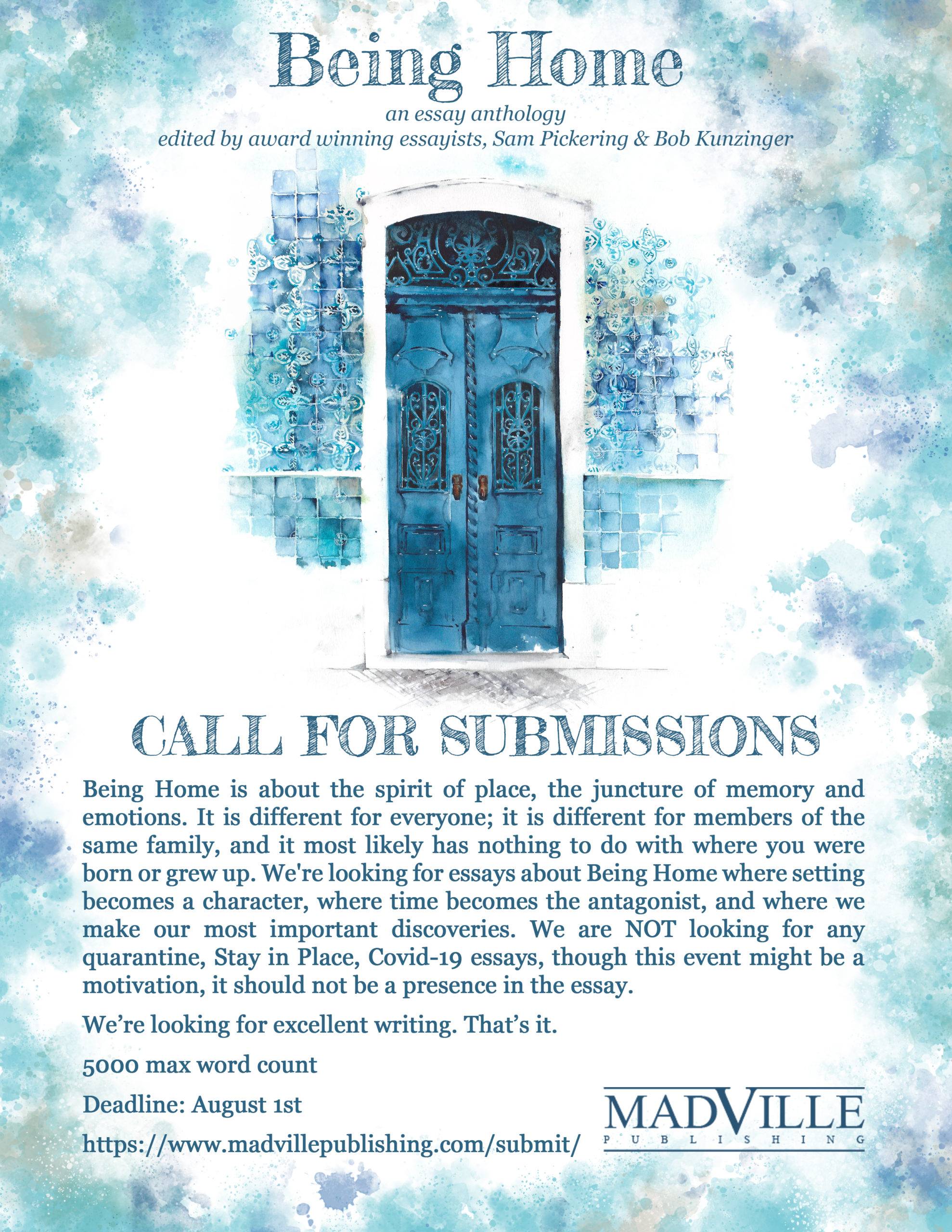 flyer for Being Home call for submissions
