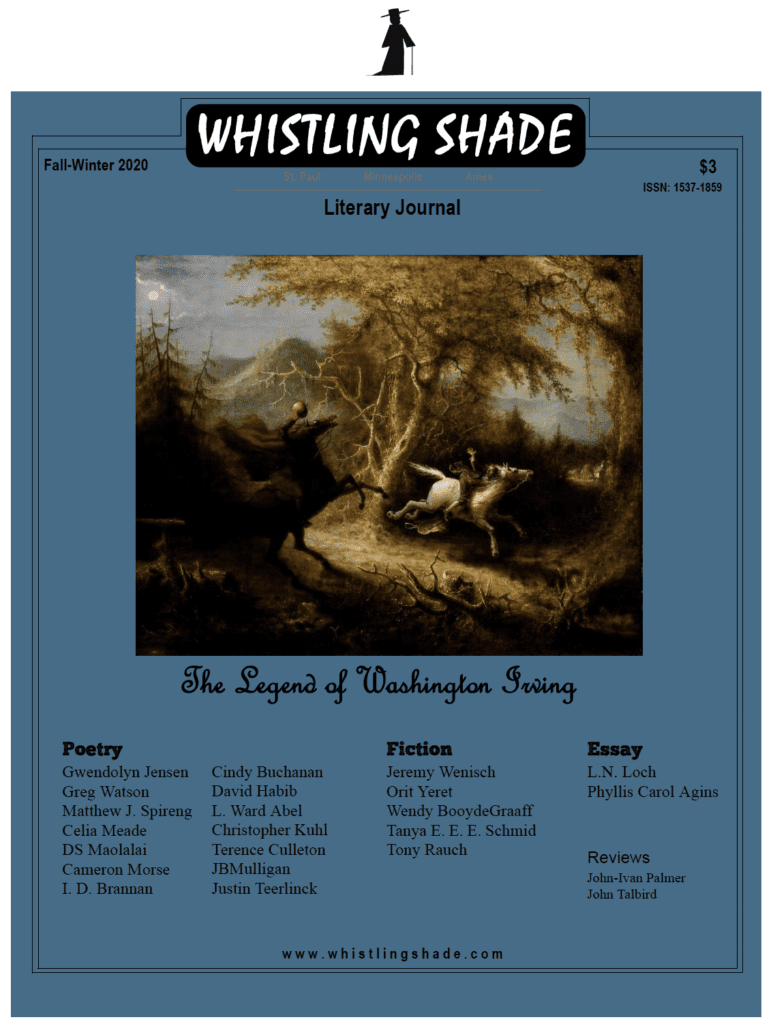 Front cover of Whistling Shade Literary Journal Fall-Winter 2020 issue: The Legend of Washington Irving.