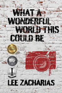 What a Wonderful World This Could Be by Lee Zacharias. Front cover to look like graffiti on a white painted brick wall with a camera and block letters. Also displays 3 awards.