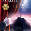 Front cover of Amit Verma's Award-winning novel, A Quiver in the Purlieu, shows a gloved hand pulling back a curtain to show a man on a mountaintop condemplating the cosmos above him.