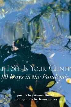 All I See Is Your Glinting by Gianna Russo with photographs by Jenny Carey - front cover shows a reflection of the photographer in a blue pool with tree branches