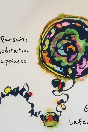 The Pursuit: A Meditation on Happiness by Gerry Lafemina, front cover features an abstract watercolor that might be a man reclining by artist, Cliff Wockenfuss/Zito Art, Pittsburgh