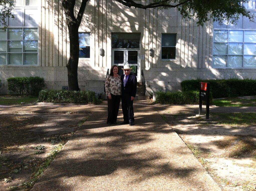 Vince D'Amico came out to listen to a presentation I gave at the University of Houston. Photo shows Kim Davis and Vince D'Amio on the U of H campus