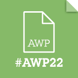 AWP logo for #AWP22 White text on a pale green background
