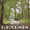 Genesis Road by Susan O'Dell Underwood's - front cover with white letters superimposed on a road in a photo by David Underwood. Also shown is an emblem with white laurels surrounding the words awarded prestigious Kirkus Star. And there's a star.