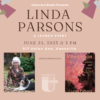Linda Parsons, a launch event, June 24, 2023 @3 PM, 517 Union Ave., Knoxville, TN. unionavebooks.com Linda parsons is pictured with her dog and the pink book cover for her new poetry collection, Valediction is also shown.