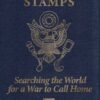 Passport Stamps: Searching the World for a War to Call Home by Sean D. Carberry is stamped in trnished gold letters on a blue cloth background, just like a US passport. The central figure, an eagle has been altered to show a camera aperature at top, the word PRESS on the shield, and in the eagle's right claw a microphone, and in his left a bottle held upside down spilling its contents.