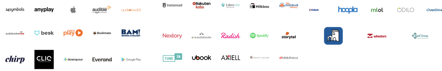 Our audiobooks are available at all these vendors.