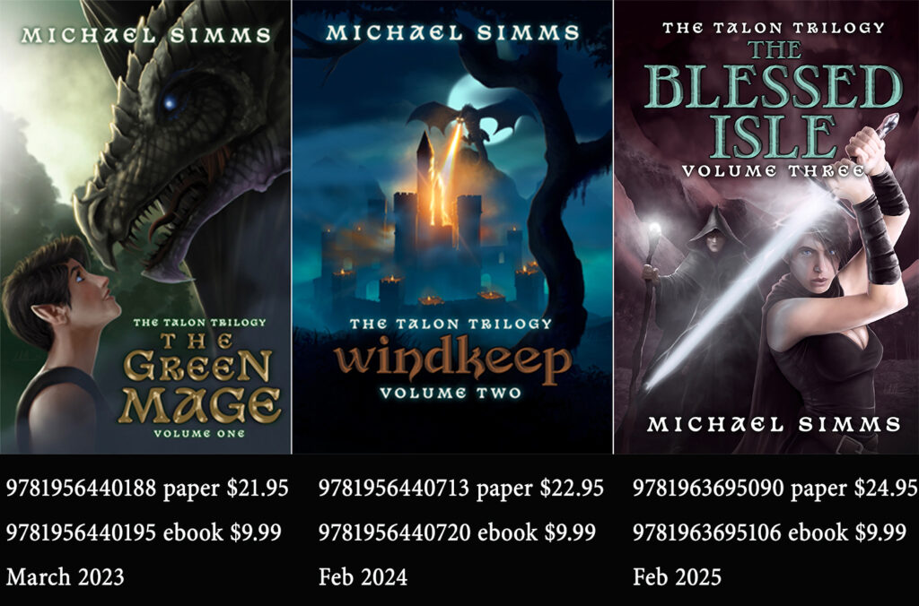 All three bookcovers for the Talon Trilogy side by side. below them is the isbn, MSRP, and publication date.