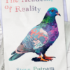 The Academy of Reality by Steve Putnam. The cover shows multi-colored misaligned letters on a sheet of paper which itself is on a stack of drawings and plans. Also on this top sheet is an illustration of a brightly colored pigeon, like the kind that live in big cities.