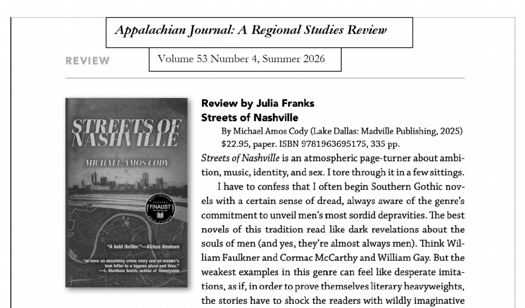Screen capture of a new review in the Appalachian Journal: A Regional Studies Review, Volume 53 Number 4, Summer 2026