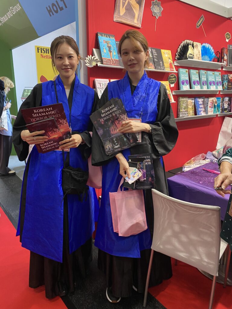 Two of the lovely ladies working the Korean language booth.