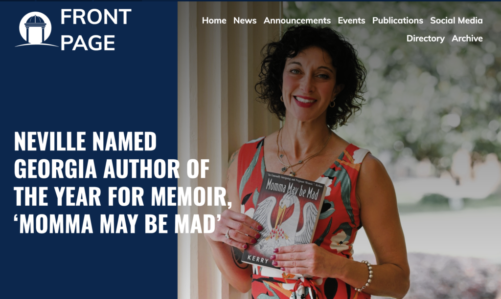 Kerry Neville named Georgia Author of the Year for memoir.