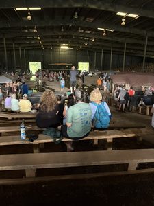 The barn they herded us into. Everyone was safe, but someone's car was crushed by a tree.